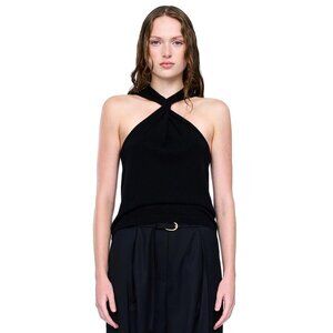 VIAVIA Women's The Cashmere Blend Twist Tank Size L In Black